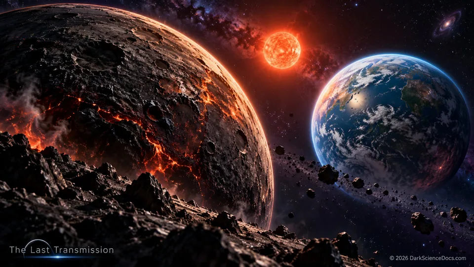 Conceptual science artwork: Two possible planetary environments under similar stellar heating.