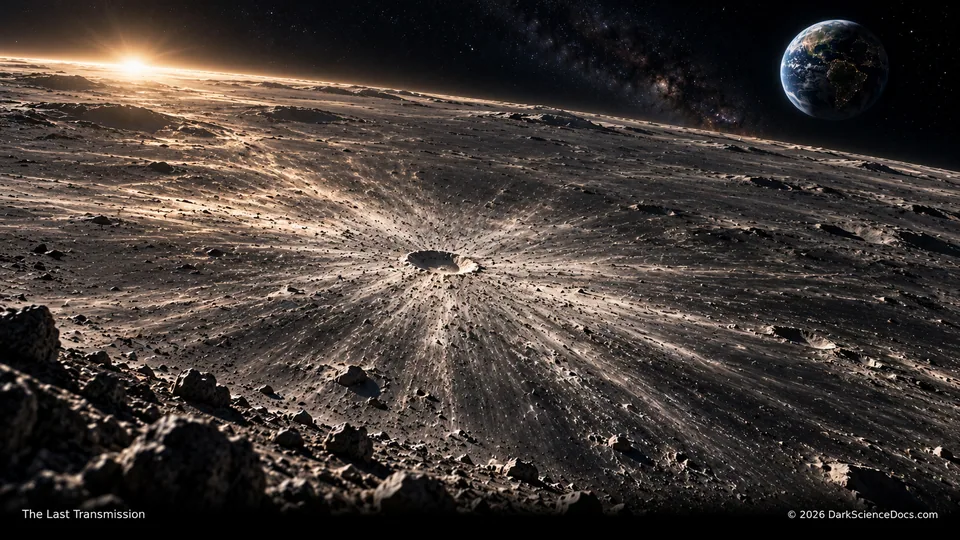 Conceptual science artwork: Long after the violence of the initial collision, its effects continued to reshape the lunar surface.