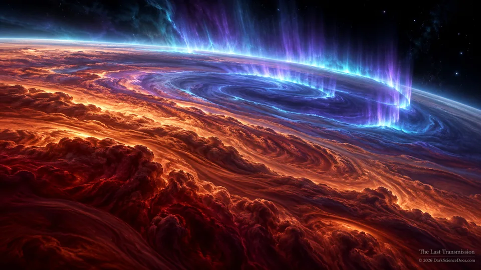 Conceptual science artwork: Charged particles interacting with a planetary magnetic field can generate auroral radio emission.
