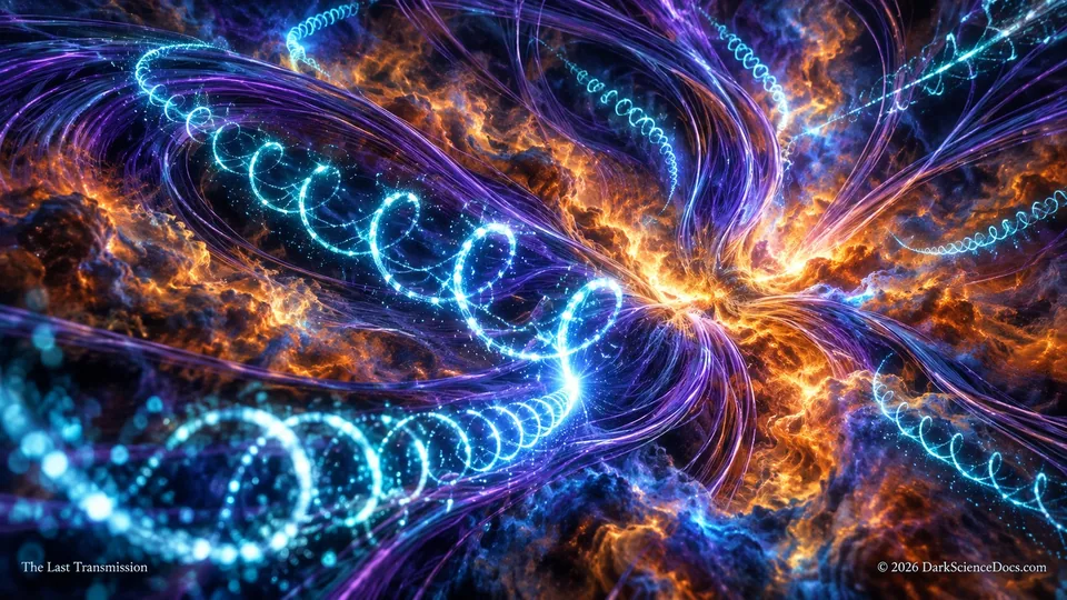 Conceptual science artwork: A conceptual illustration of energetic electrons spiraling through magnetic fields, the process behind synchrotron radiation.