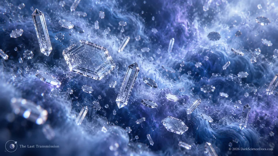 Conceptual science artwork: Tiny suspended ice particles can alter the light escaping an atmosphere.