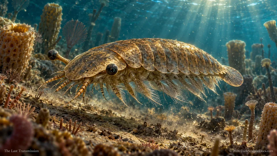 Conceptual science artwork: A conceptual reconstruction of a Mollisonia-like animal in Cambrian water.