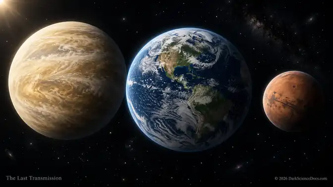 Three Rocky Planets, Different Histories — conceptual illustration