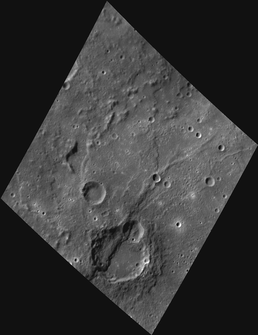 MESSENGER close observation of a lobate scarp cutting across a crater on Mercury