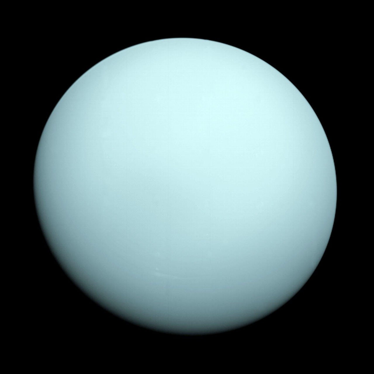Pale blue-green Uranus photographed by Voyager 2 in 1986