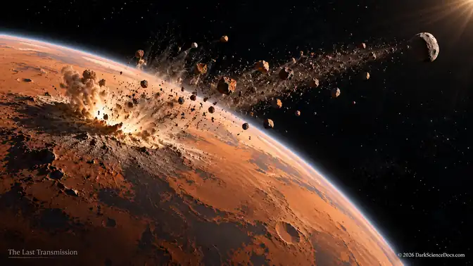 Conceptual illustration: Mars Sends Fragments Into Space