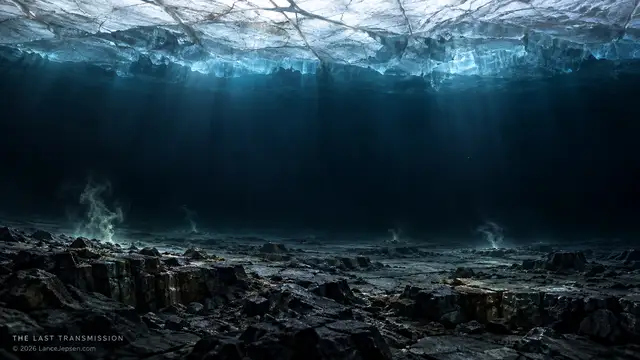 Speculative conceptual illustration of faults on Europa’s rocky seafloor