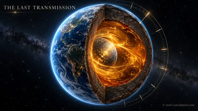 Conceptual clockwork image of Earth’s core, mantle, and rotation